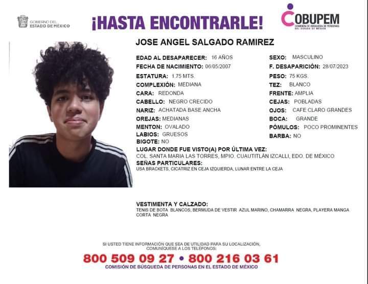 QuePocaMadre_Mx's tweet photo. ¡AYÚDANOS A COMPARTIR!🚨
#ServicioSocial🚨👇
Me pueden ayudar a compartir la búsqueda de José Ángel Salgado Ramírez, quien fue visto por última vez en la colonia Santa María Guadalupe Las Torres, #CuautitlánIzcalli, #Edomex. https://t.co/uCeHRpMyfB