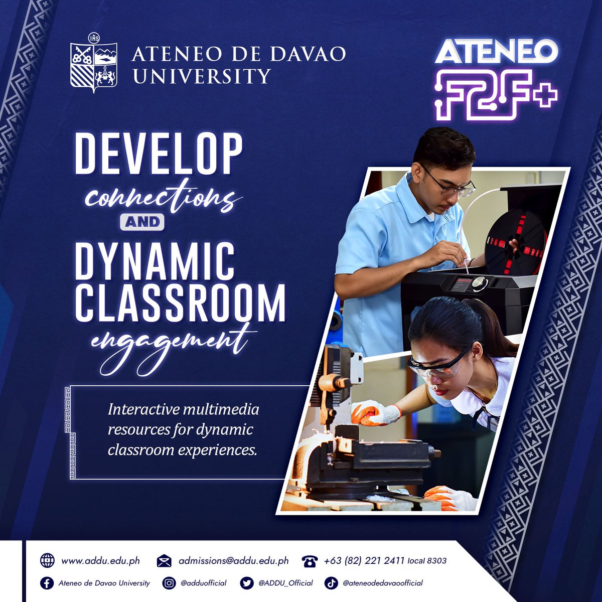 ADDU_Official's tweet photo. ADDU F2F+ | Form personal connections and engaging classroom experiences by incorporating in-person learning and digital courseware. 

Classes start on August 7.
No Entrance Exam!
Apply now! https://t.co/eMIH11YqEc 
#AteneoEducation #ADDUF2F+ https://t.co/OBrqxEHyJo