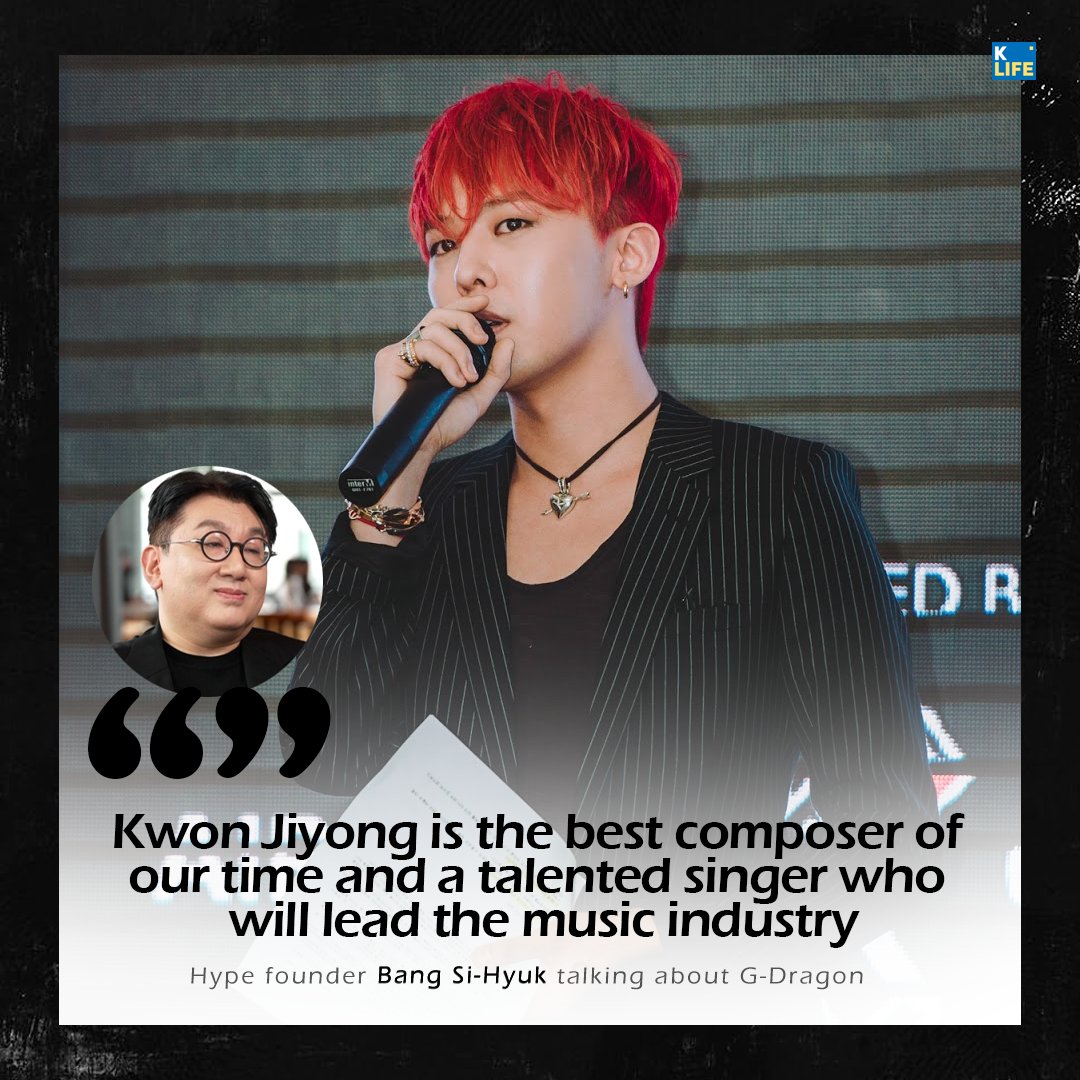 8KLIFE's tweet photo. 🎙 Hype founder Bang Si-Hyuk talking about #GDRAGON https://t.co/dzUFsSyfAq
