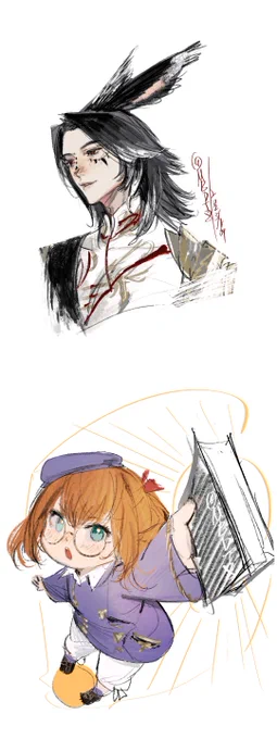 I drew some sketches of passers-by!  #FF14