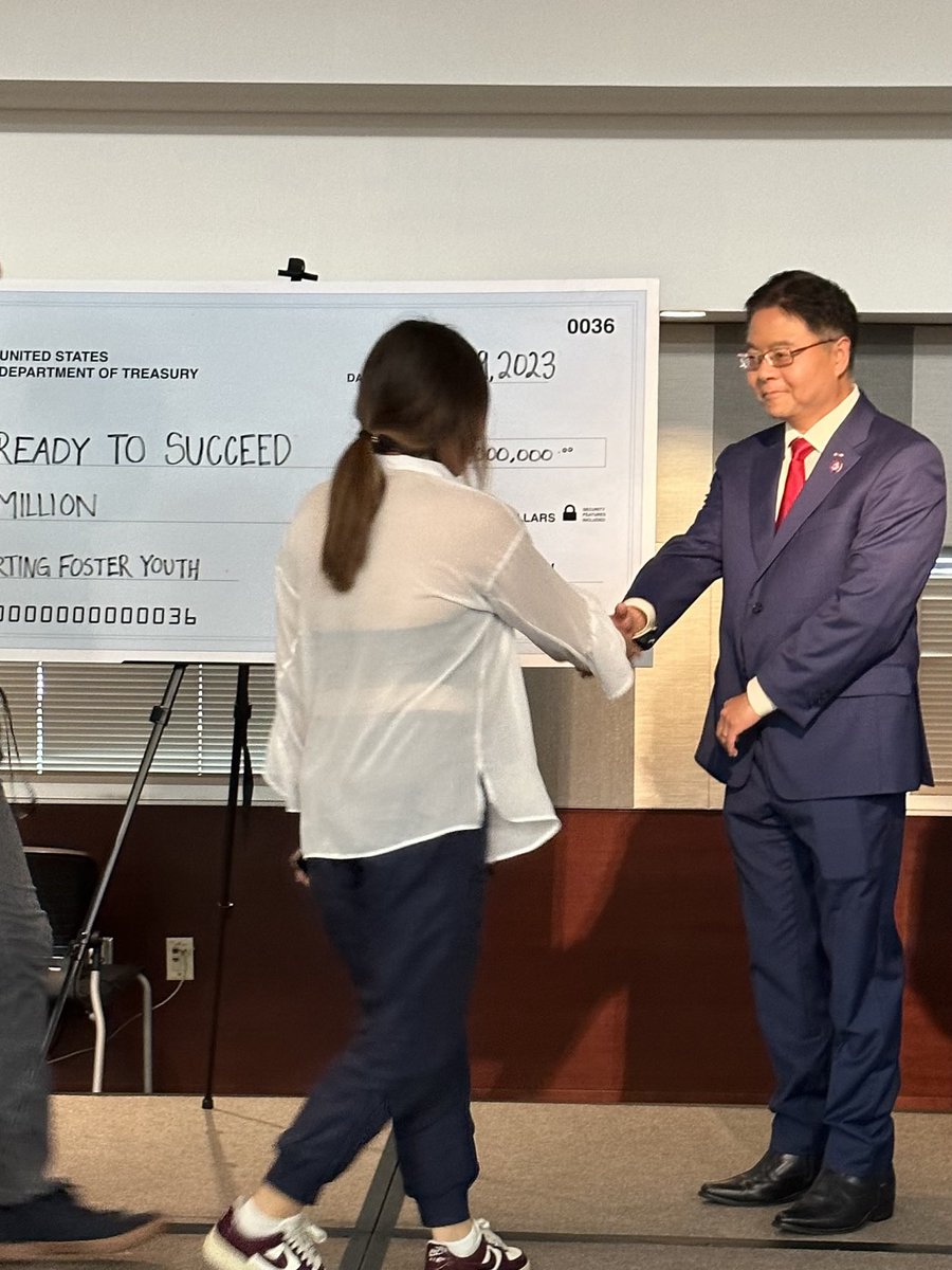Today I announced 50 foster youth will receive $5,000 scholarships each from $1 million I secured for Ready to Succeed, an amazing nonprofit. There were gasps in the room, some had tears, and one danced. In the last 2 years, the college graduation rate from this program was 100%.