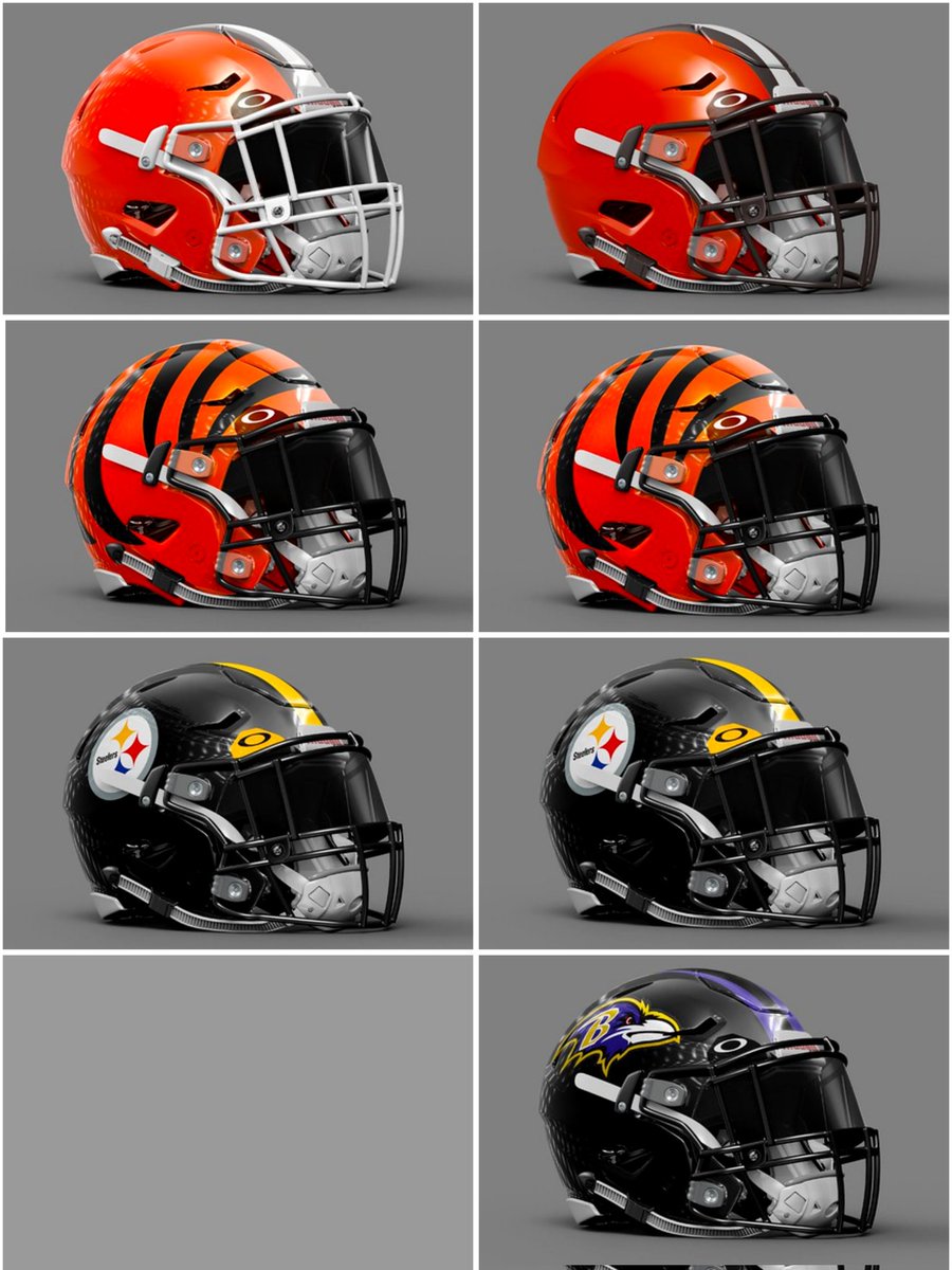 FB_Helmet_Guy's tweet photo. AFC North helmets: 1980s and current. https://t.co/FbObwXE0ko