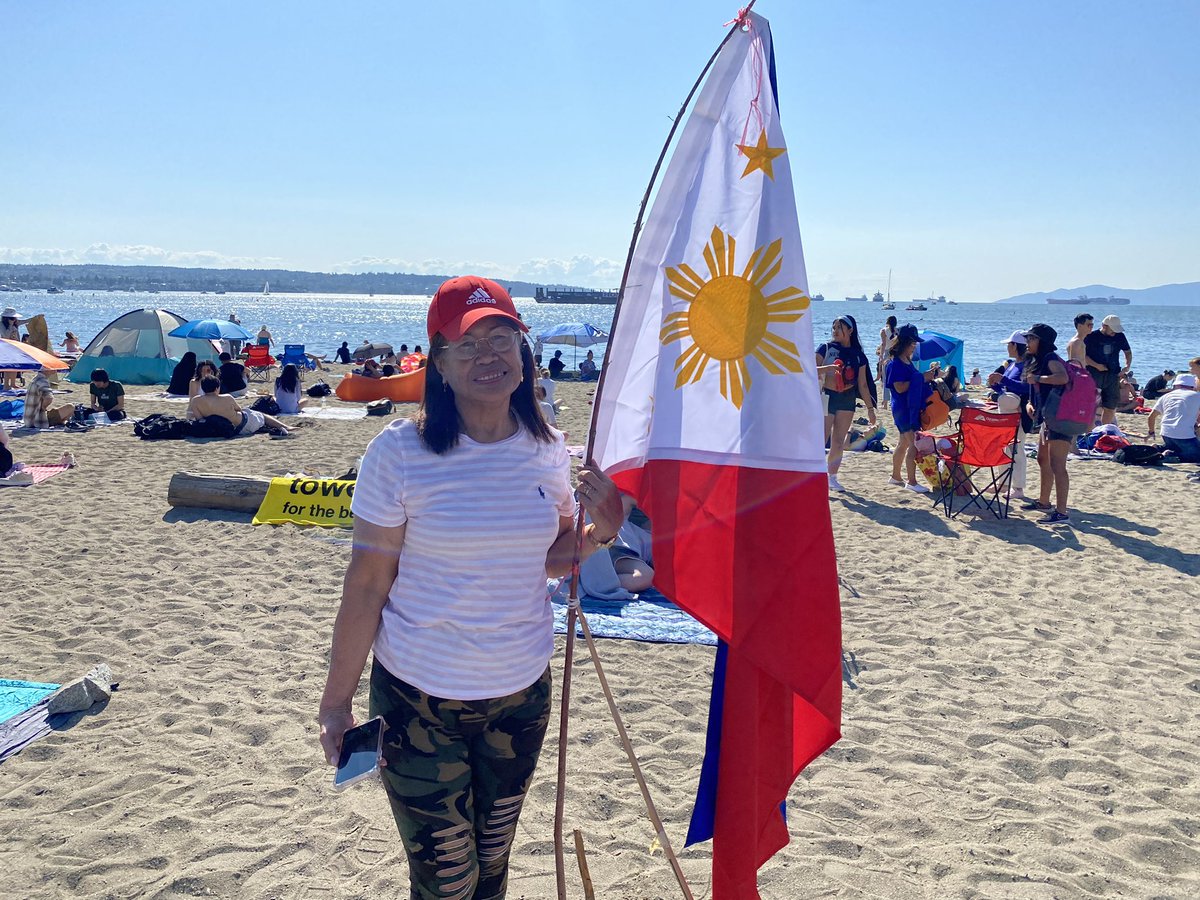 “I’m proud to be Filipino”, says Thelma Pastera who made sure the Philippine flag stood in English Bay for the Philippines’ fireworks display tonight.