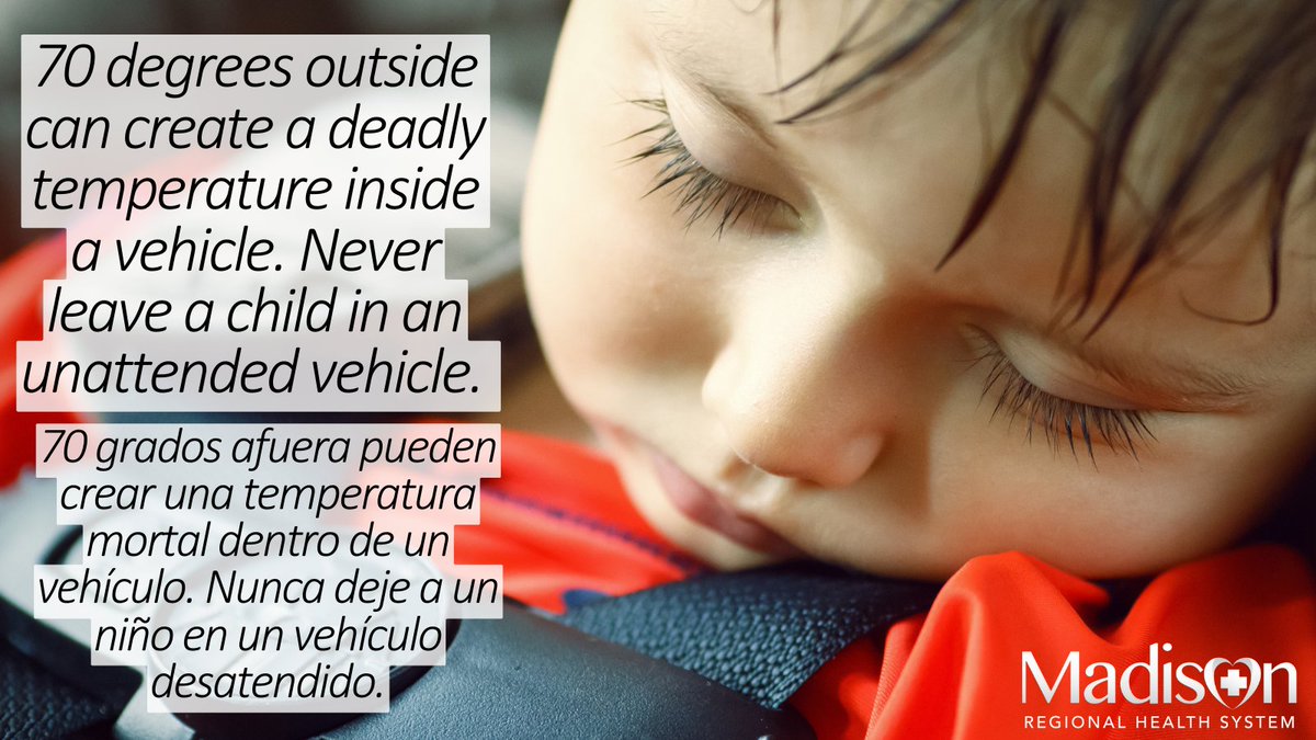 Madison_Health's tweet image. Last year, 36 heat-related vehicle deaths of infants and children occurred nationwide. One of these tragedies occurred in Clark, SD. It can happen to anyone and 26% of deaths have occurred by a child gaining access to a vehicle without an adult knowing.