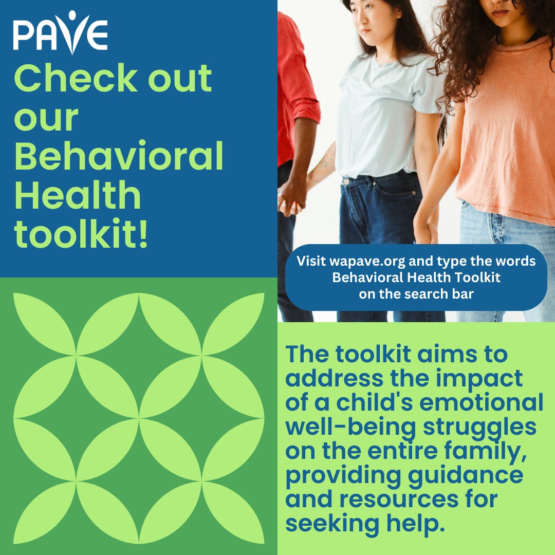 PAVE_org's tweet photo. Check out our Behavioral Health  toolkit! It covers various aspects of behavioral health, including crisis response, school-based services, medical systems, family support networks, and advocacy for systemwide improvements. https://t.co/G11NVZAW7b https://t.co/6Nzd14IdUf