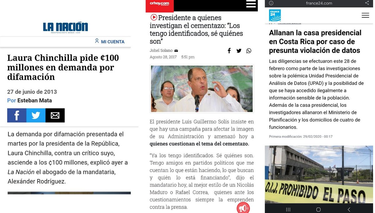 RosCasSol's tweet image. 👇"Curioso": no recuerdo advertencias de OPNA-UCR cuando @Laura_Ch querelló a un ciudadano por criticarla ni cuando @luisguillermosr amenazó opositores desde la Academia de Policía ni cuando @CarlosAlvQ creó una unidad de espionaje presidencial y fue allanado por ello.

🙃En fin.