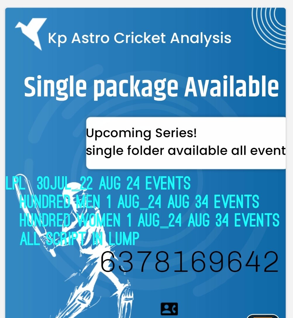 #LPL2023 #LPLT20 #LPL #Hundred2023 #hundred #AsiaCup #cpl #WorldCup2023 #INDvsWI #PAKvSL #GT20Canada #GamblingTwitter #MLC2023 #TwitterBird #bettingsports #CricketTwitter All events in a single folder. Tournament specific package available!!