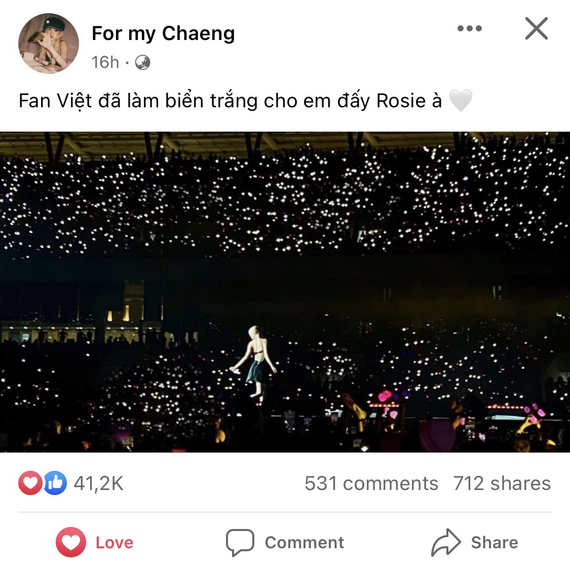 More than 40k likes for a post within 16 hours, Viet Nam really went crazy for Rosé 😭❤️‍🔥

#ROSÉ #BORNPINKinHANOI
#BLACKPINK_BORNPINK_in_Hanoi