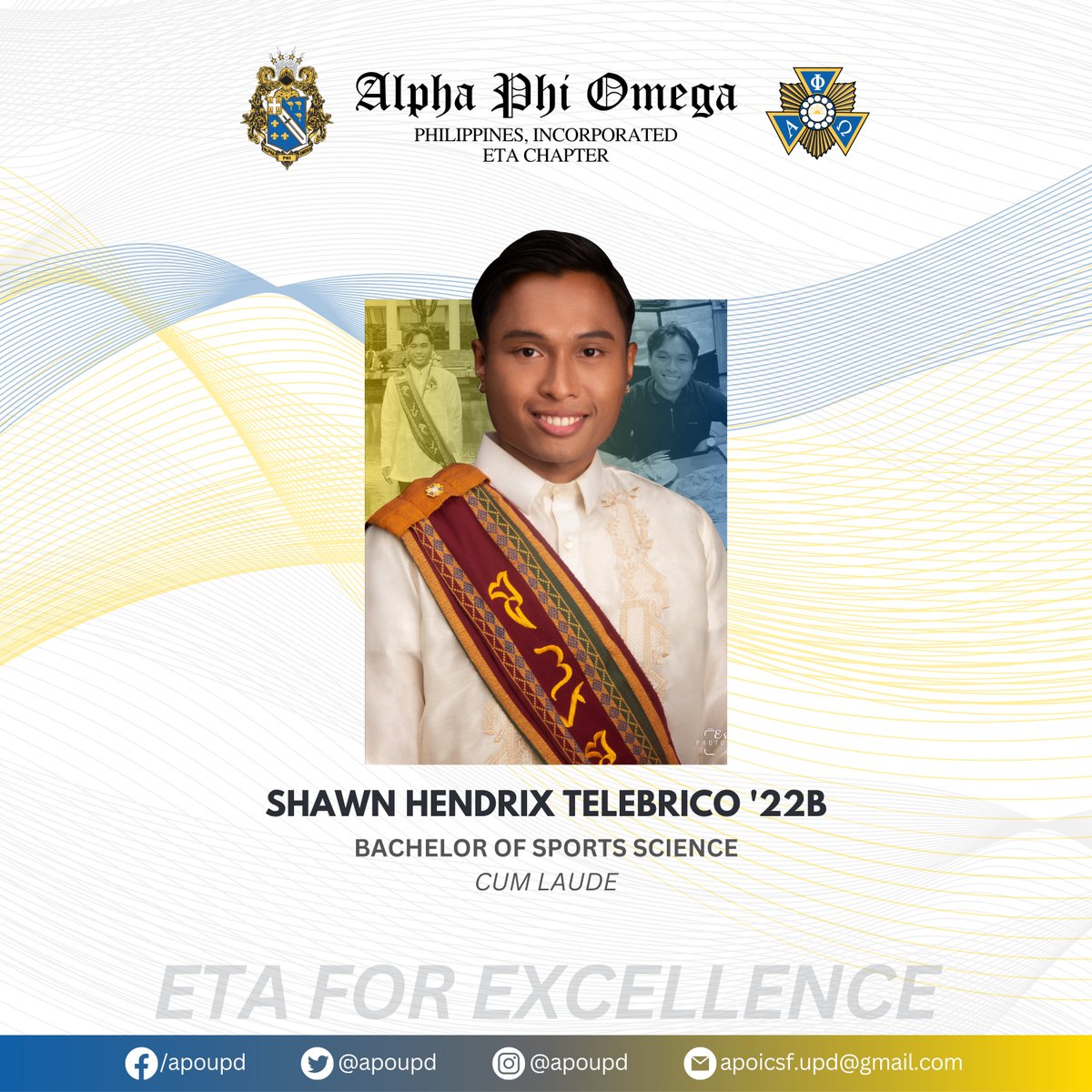 apoupd's tweet photo. The Alpha Phi Omega Fraternity - Eta Chapter congratulates its Brothers who graduated from the University.
May you continue to strive and excel in your chosen endeavor for yourself, the Fraternity, and the country. Padayon!
May we always be!
#Sablay2023
#EtaforExcellence https://t.co/EalFceI6FV