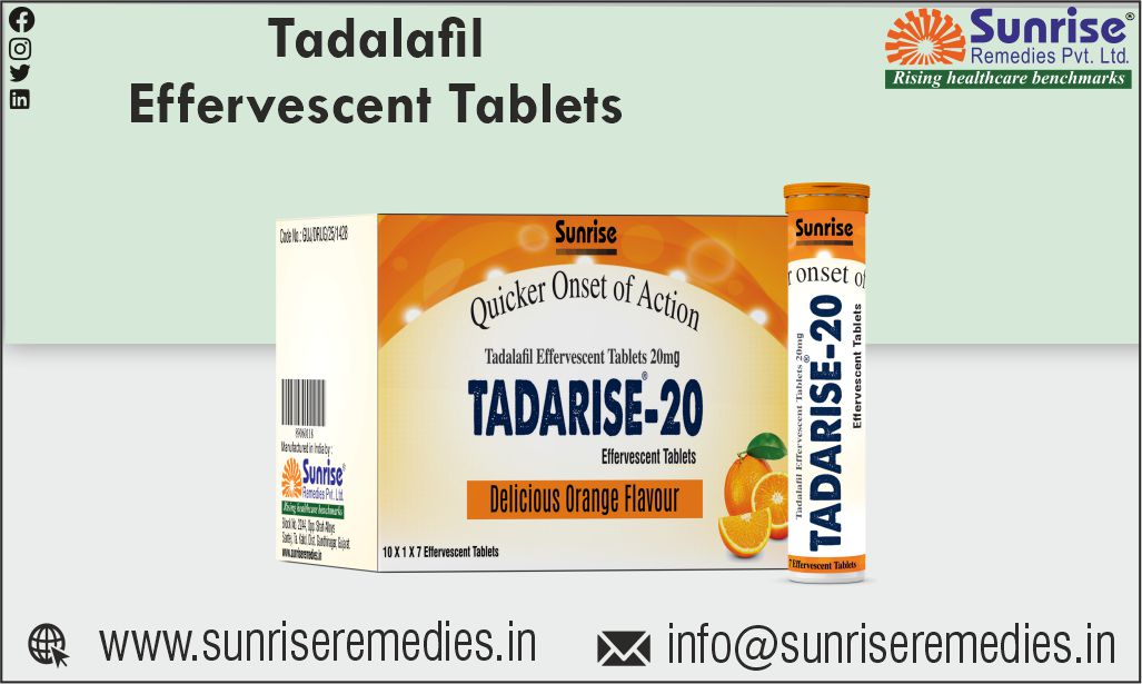 Get all about the midnight fun together with Tadarise Effervescent Contains #TadalafilEffervescent.

Read More: sunriseremedies.in/our-products/t…

#TadariseEffervescent #TadalafilProducts #TadalafilOraljelly #TadalafilChewable #Erectiledysfunction #EDTreatment #PETreatment #CureED #CurePE