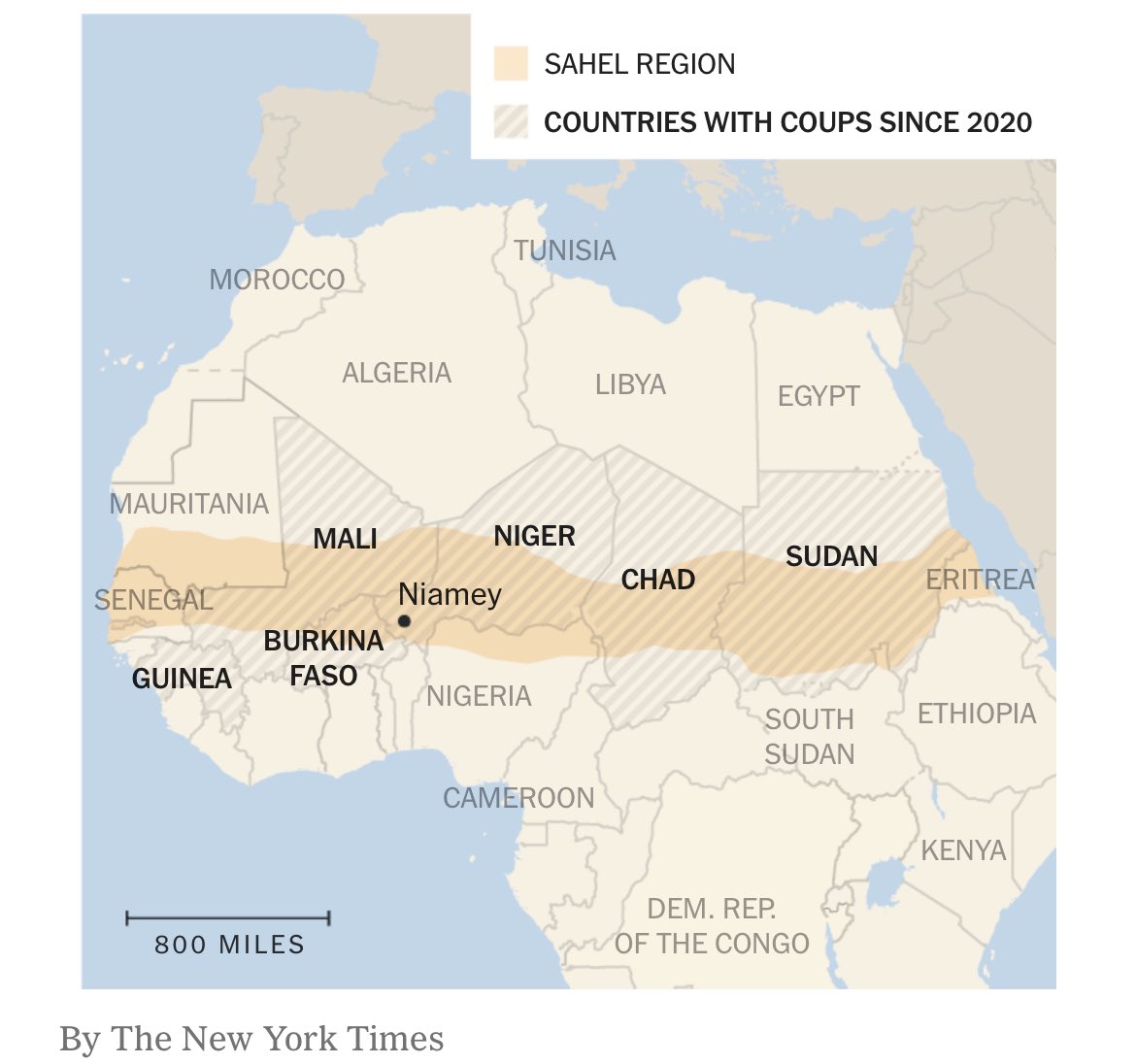 Africa’s coup belt spans the continent: a line of six countries crossing 3,500 miles, from coast to coast, that has become the longest corridor of military rule on Earth

nytimes.com/2023/07/29/wor…