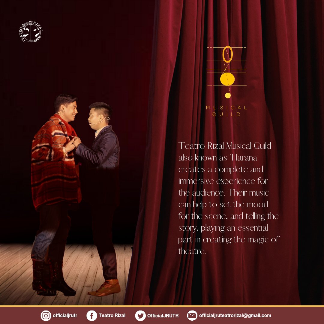 OfficialJRUTR's tweet photo. Mahilig ka ba umawit hanggang langit? 🎤😮

Teatro Rizal presents the Musical Guild (Vocalist &amp; Musicians) also known as HARANA. They are the heart and soul of story telling. They use their voices and instruments to bring the stories to life. https://t.co/vYANwJwvcO