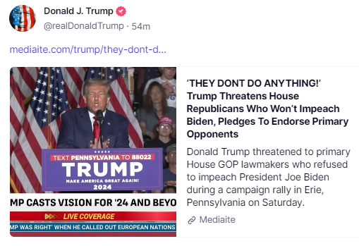 Boho Evie🍂🕯️☕ (@bohun63) on Twitter photo Trump is now officially THREATENING REPUBLICANS if they don't do what he says he will do everything possible to destroy them! <a href="/SpeakerMcCarthy/">Kevin McCarthy</a> <a href="/tedcruz/">Ted Cruz</a> <a href="/marcorubio/">Marco Rubio</a> <a href="/RonDeSantis/">Ron DeSantis</a> <a href="/KimReynoldsIA/">Kim Reynolds</a> <a href="/FoxNews/">Fox News</a> Are you going to report on this or no? Trump is now officially THREATENING REPUBLICANS if they don't do what he says he will do everything possible to destroy them! <a href="/SpeakerMcCarthy/">Kevin McCarthy</a> <a href="/tedcruz/">Ted Cruz</a> <a href="/marcorubio/">Marco Rubio</a> <a href="/RonDeSantis/">Ron DeSantis</a> <a href="/KimReynoldsIA/">Kim Reynolds</a> <a href="/FoxNews/">Fox News</a> Are you going to report on this or no?