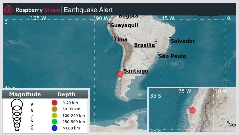 raspishakEQ's tweet photo. Preliminary M5.2 #Earthquake
ID: #rs2023ovraiq
20km/12miles from #SantaJuana, in #CentralChile
2023-07-30 02:16 UTC
@raspishake network

Join the largest #CitizenScience #seismograph community ➡ https://t.co/Y5O0dgJqJF

EVENT ➡ https://t.co/U86MO35ina https://t.co/PdIsFN5j0t
