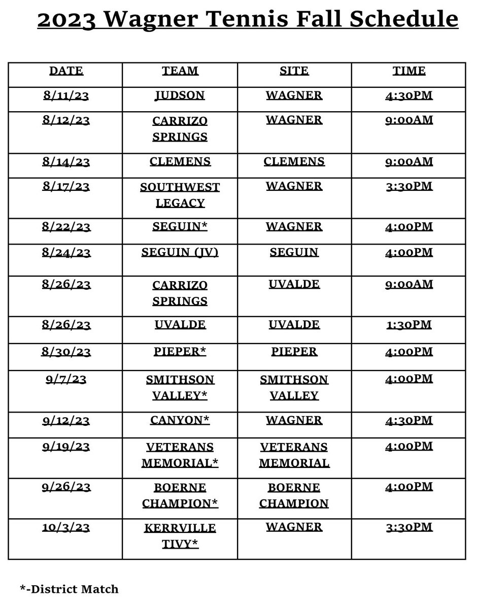 TennisWagner's tweet photo. *UPDATED*
2023 Wagner Fall Tennis Schedule https://t.co/T8oEUDtKzg