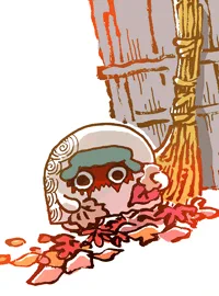 きょうの妖怪 #和漢百魅缶 通算7503体目【箒神】7月は山田野理夫生誕101周年記念月間なスペシャルを継続中です。野理夫せんせいのほうきがみは落ち葉掃きの葉っぱを散らばらないようにしてくれる箒の器物精霊(「つくもがみ」という総称利用がまだ一般にない時代なのぢゃ)