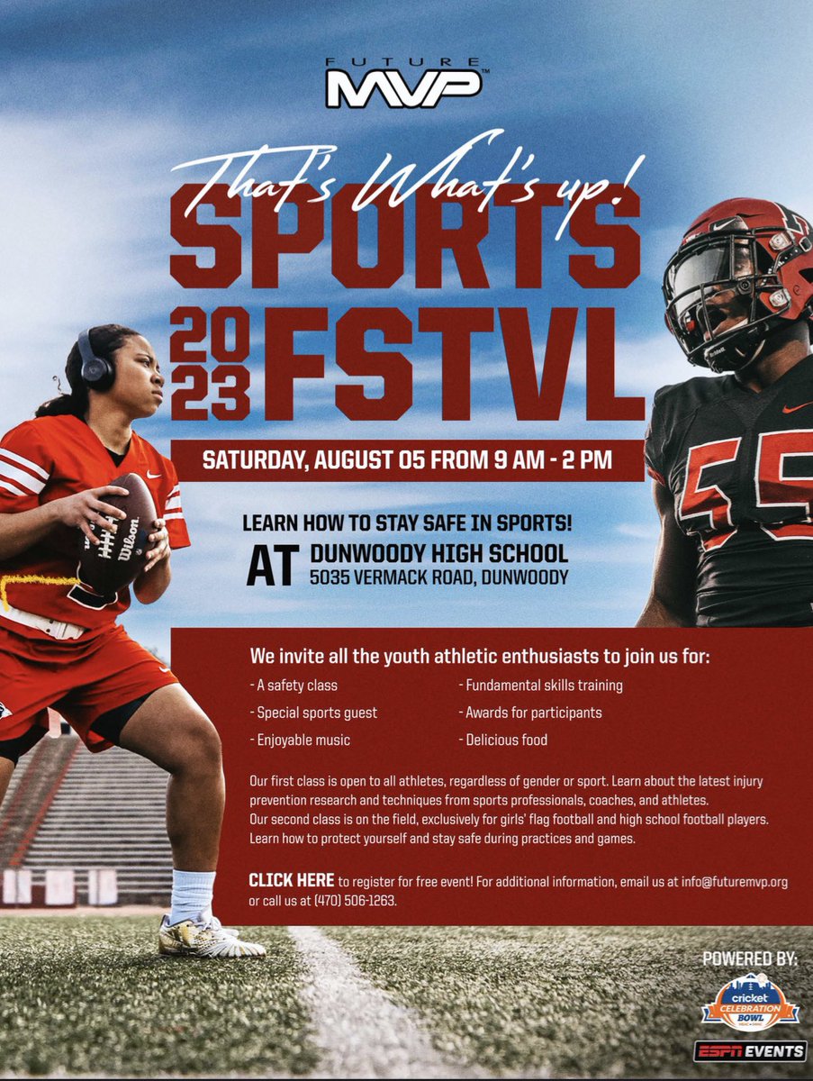 Join us at Future MVP's Sports Safety Class for #thatswhatsup athletes' safety class all sports! Learn injury prevention and stay safe on the field. 🏀⚽️🏈 #SportSafeGA #AthleteSafety #HighSchoolSports #FutureMVP #parentsupport #highschoolfootball #students #ga #safety