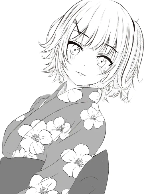 六花ちゃん、浴衣試し描き! 