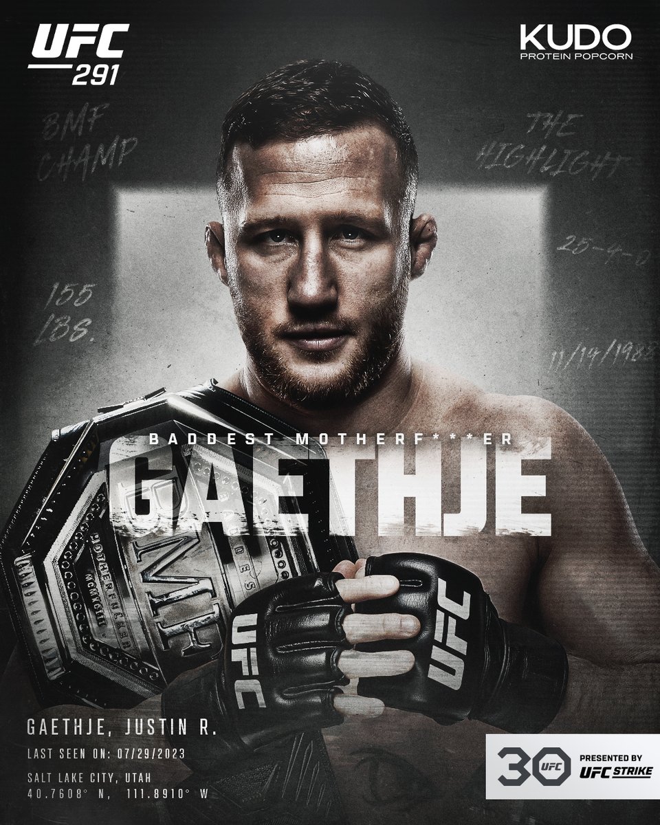 THE BADDEST MOTHERF***ER ON THE PLANET! 🤬🏆 @Justin_Gaethje beats Poirier by knockout and claims the BMF title at #UFC291!! [ B2YB @KudoSnacks ]