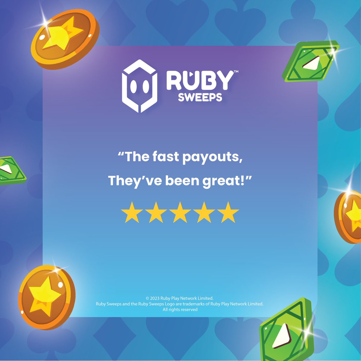 RubySweeps's tweet image. Can’t beat our fast redemption times! 

#SpinWinRepeat