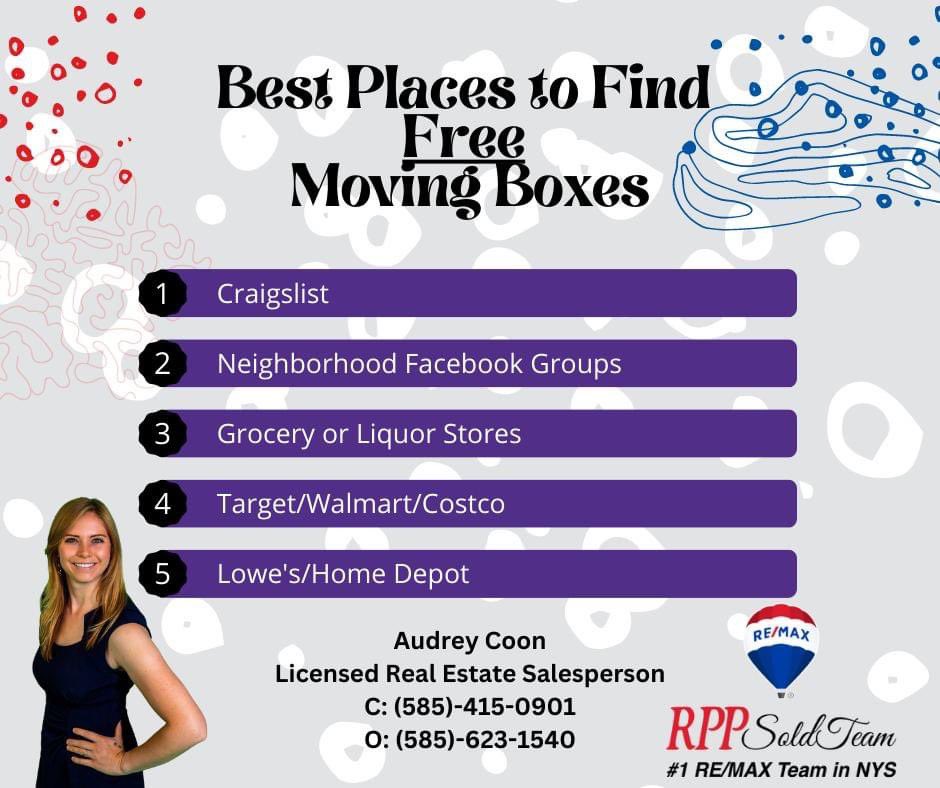 AudreyCoon2's tweet image. Are you moving⁉️ Looking to move soon⁉️

Here are some places to get some free boxes‼️

Give me a call if you're looking to buy or sell your home! 🏡

#RPPSoldTeam #freemovingboxes #moving #homebuyers #boxes #realestate #realtor4u #helpingyoubuyand/orsell