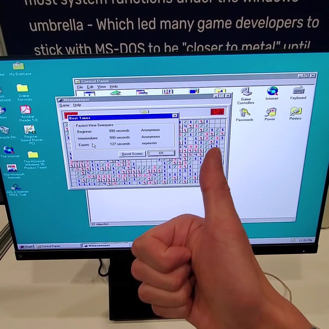 leaving my mark at #LTX2023 by beating minesweeper on the oldschool windows PCs 👍