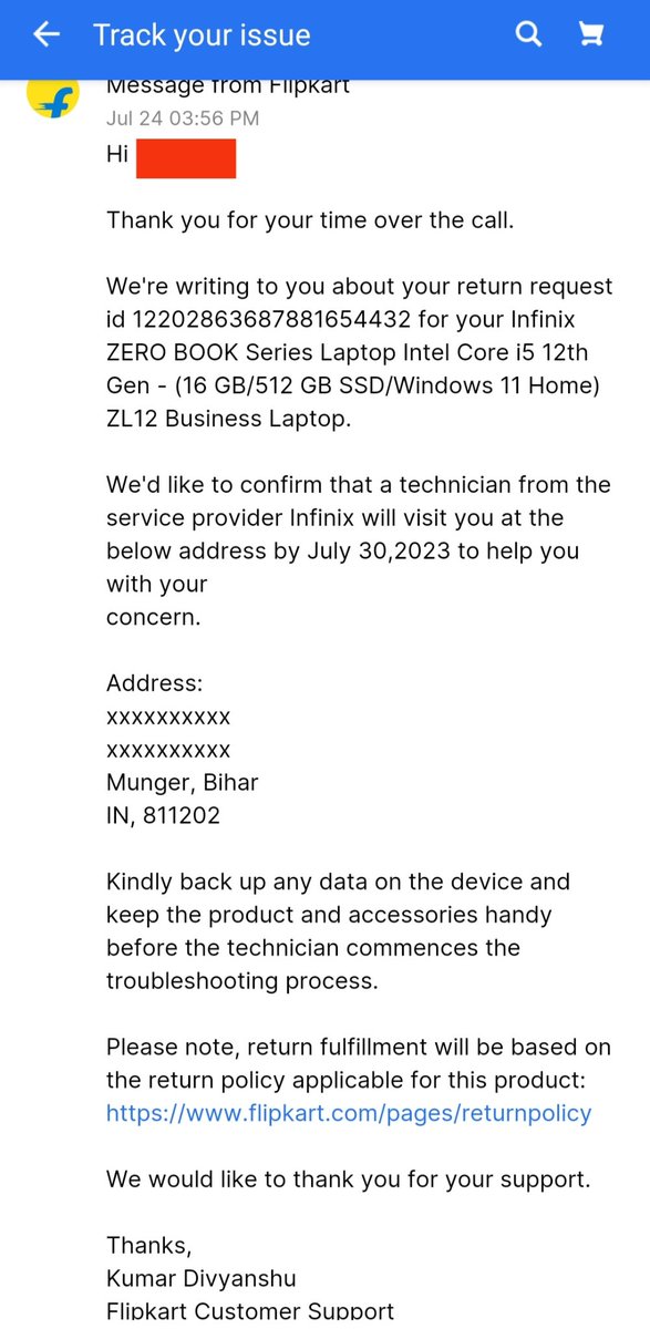 ankit_k_ydv's tweet photo. @flipkartsupport @Flipkart 
After 3rd rejection,flipkart assured me that technician will visit on time this time but rejected again without tech visit. this time rejected by the seller,but delay in refund is not my faltu its a problem of flipkart so only flipkart is responsible. https://t.co/YRESFSsyaL