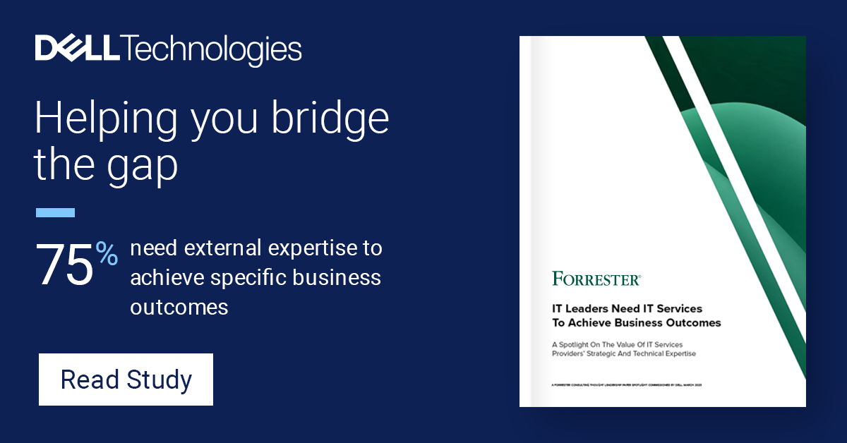 Recent <a href="/forrester/">Forrester</a> study shows IT leaders are bridging expertise gaps by using services to drive better customer experiences &amp; achieve business outcomes. 🙌 

Learn more: 👉 dell.to/45UeHe0 #IWork4Dell