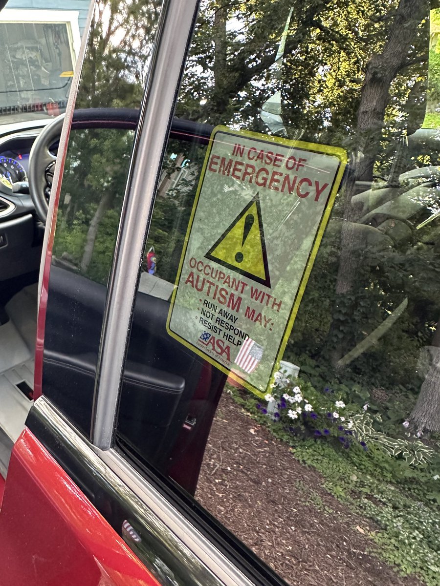 AutismWisdom's tweet photo. Today, we bought a new van for our son. The first thing we did is to apply this sticker near the driver window in case the police ever approach the van. #Autism #AutismAwareness https://t.co/zw78E9KQpA