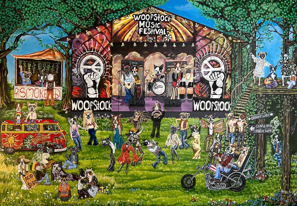 ¨ Woofstock ¨ Canvas prints available at KellysArtWorkDesigns.etsy.com