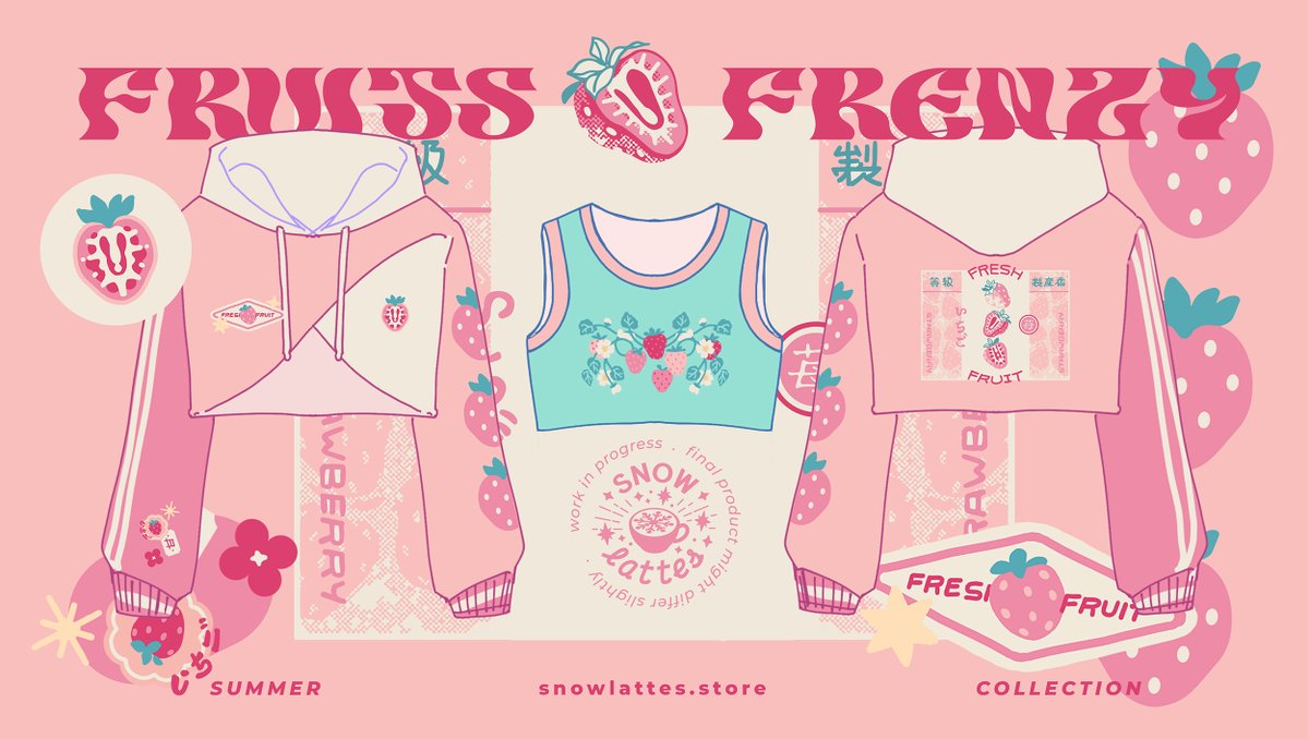 preview for the fruity crop hoodies and tank top collections 🍓🍊✨to be available on August!!