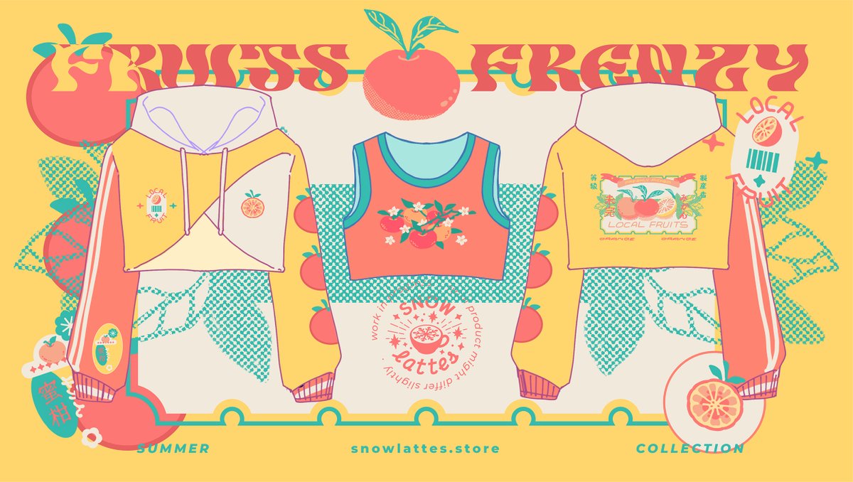 preview for the fruity crop hoodies and tank top collections 🍓🍊✨to be available on August!!