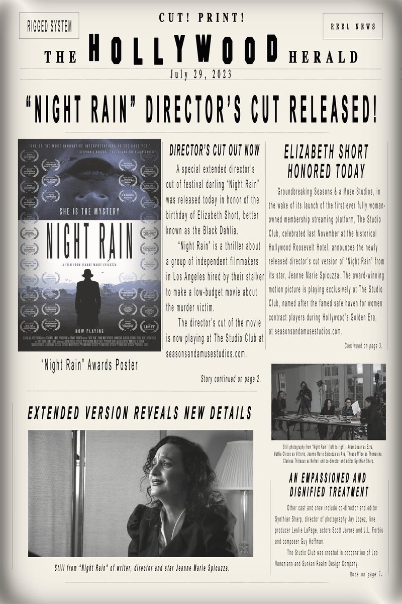 EXTRA! EXTRA! Late edition! Just in time for Saturday night at the movies! #directorscut  @NightRain
<a href="/JeanneSpicuzza/">Jeanne Marie Spicuzza</a> #exclusive at #thestudioclub <a href="/SAAMstudios/">Seasons & a Muse</a> <a href="/sunkenrealm/">Sunken Realm Design</a> 📽
