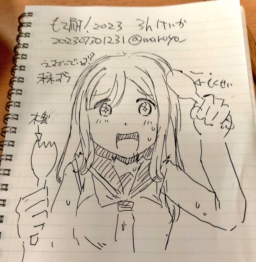 3時間経過。ランチずら!レモンと生ハム冷製パスタ?!未来ずら〜。 #もて耐2023 #エクストリームラクガキ #まるよのグルメ