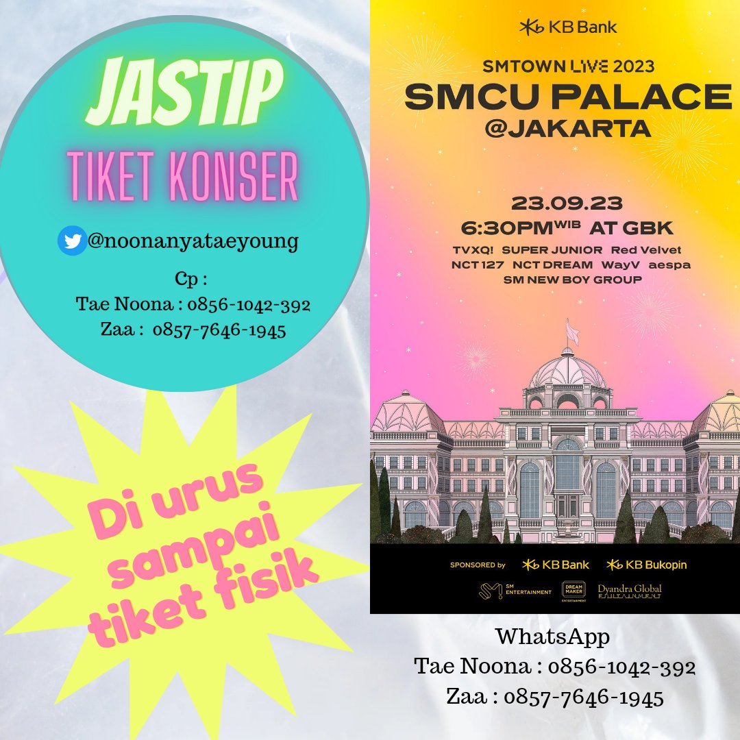 SJFF_INA's tweet photo. Hai ELF , 
Siapa tau ada yang mau Jastip, apalagi yang di luar kota...

Kita bisa bantu war tiket

Boleh tanya2 ke admin Dolo, silahkan di WhatsApp aja ... 

#SMTOWN_LIVE_2023_JAKARTA https://t.co/XsqAIk7Yc3