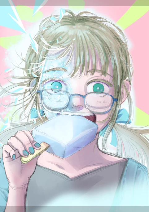 暑い夏には、ガリガリくん!#イラスト #PortfolioDay  #真夏メシ #あなたのぴんく色の作品を見せてください 