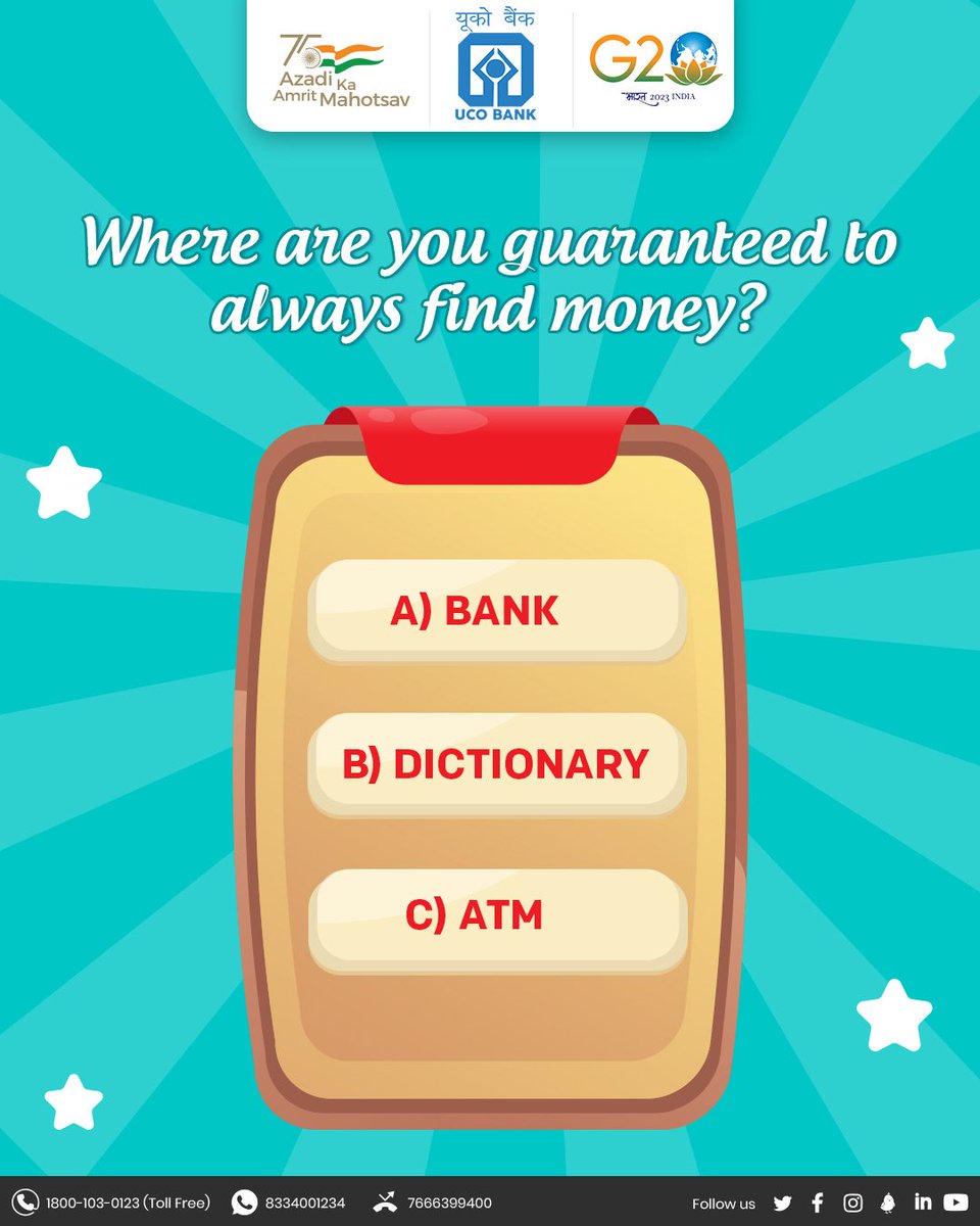 UCOBankOfficial's tweet photo. 📚 Hey there! Ready for a little brain teaser? Can you pick out the right answer? 🧠💡#MindPuzzles #TeaseYourMind #BrainTeaser #Puzzle #UCOBank https://t.co/8ErB8qOD03