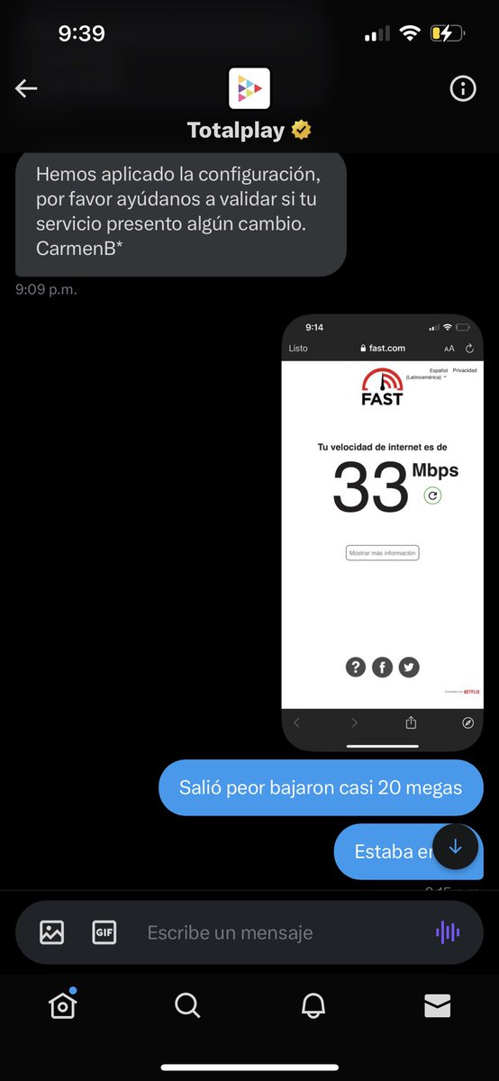 Pepe8606's tweet photo. @totalplaymx @mayitakos No solucionan NADA! Tengo 3 meses sin Internet y ahorita más de 6 horas en línea con esta gente de atención al cliente, hasta vino un técnico, en vez de solucionar el problema termino peor el servicio de Internet @RicardoBSalinas Es PÉSIMO el servicio @totalplaymx Quiero Cancelar https://t.co/9kN3cVEEOF