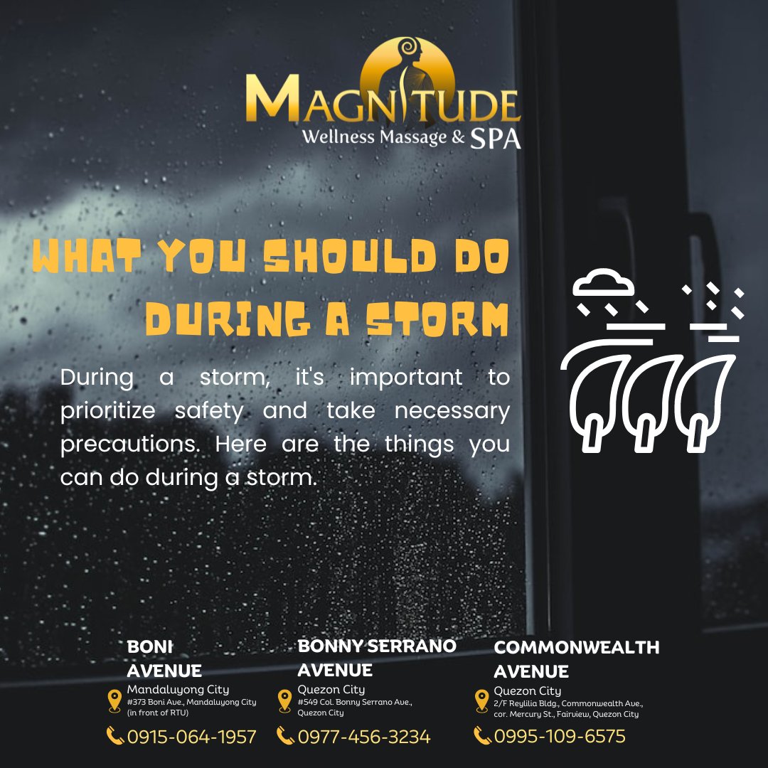 HorizonSpaPh's tweet photo. During a storm, it's important to prioritize safety and take necessary precautions. #FalconPH 🌨️

Your well-being matters to us, and we want you to stay safe and prepared. Please take these precautions seriously and reach out to us if  you have any concerns or questions.🌨️💛🖤 https://t.co/zpqHFIF3td