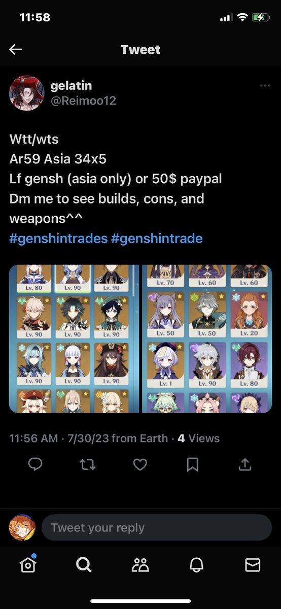 rxcheldarlinq's tweet photo. HWLPFP @Reimoo12 IS USING MY ACCOUNT PICS DONT TRADE WITH THEM

SECOND SS IS SS OF MY ACCOUNT + ALSO SIMILAR TO WHAT MY ACCOUNT HAS

#genhsintrade #genshintrades #genshintrading kw scam scammer scammed genshin https://t.co/yKcjSK9IsQ