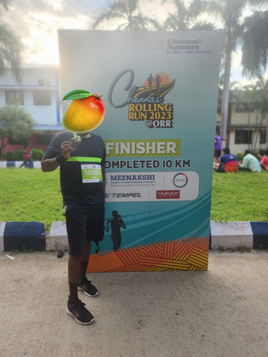 Finally after one month training. First 10k. After bad knee and back problems several years, I did it. Thanks to @Chennairunners Bessieflyers grp.