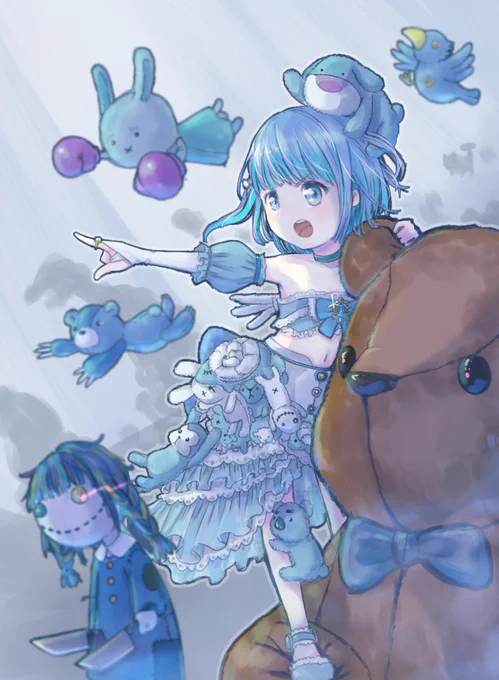 ぬいぐるみを使役して闘う、無力な魔法少女を描きました!  こちらはクラウドファンディングで魔法少女ボドゲ企画に参加してます!  #絵師が本気でボードゲームを作る企画 #イラスト  ↓企画詳細はこちら↓ 