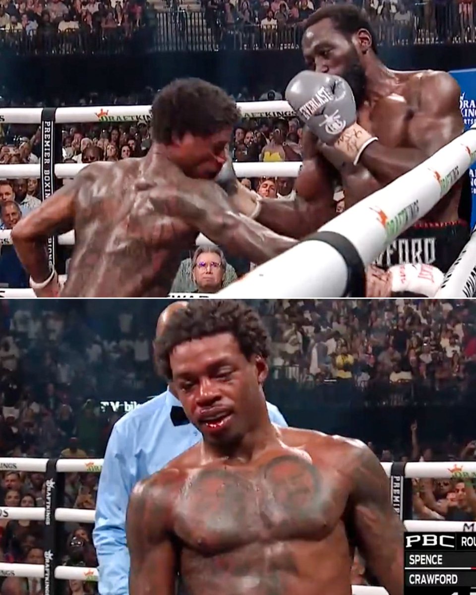 ESPNRingside's tweet photo. Crawford has dropped Spence THREE times and it's only the ninth round 🤯 https://t.co/EmVbFCIjF4