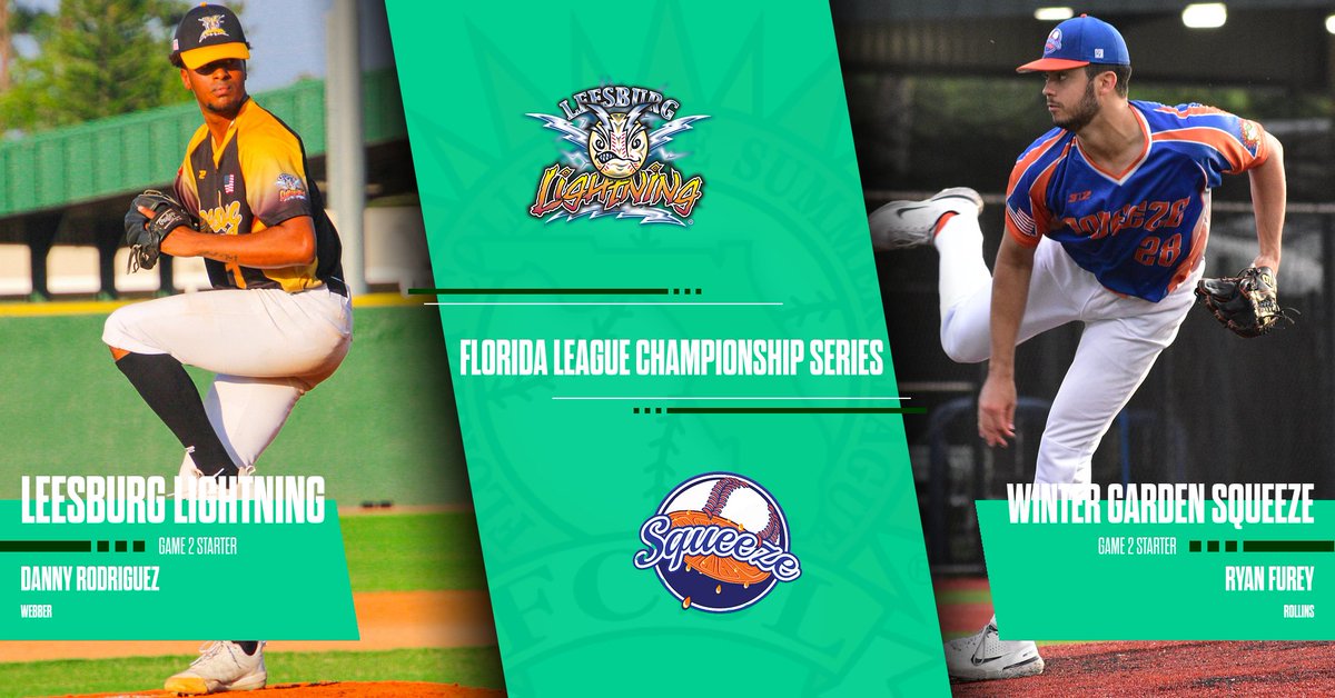 Two arms looking for their second win of the playoffs are on the bump today in Game 2! The @FCSL_Lightning will send Semifinals Game 1 winner @Danny_rod7 of @webber_baseball to the mound, while the @WGsqueeze counter with Semifinals Game 2 winner @RyanFurey19 (@RollinsBaseball)