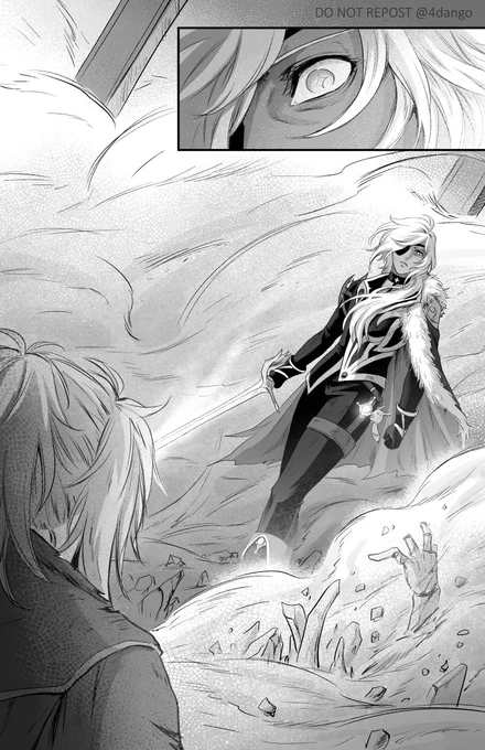 My comic illustrations for @StrangeDiamond5 's @rainanthology fic "No Regret" 