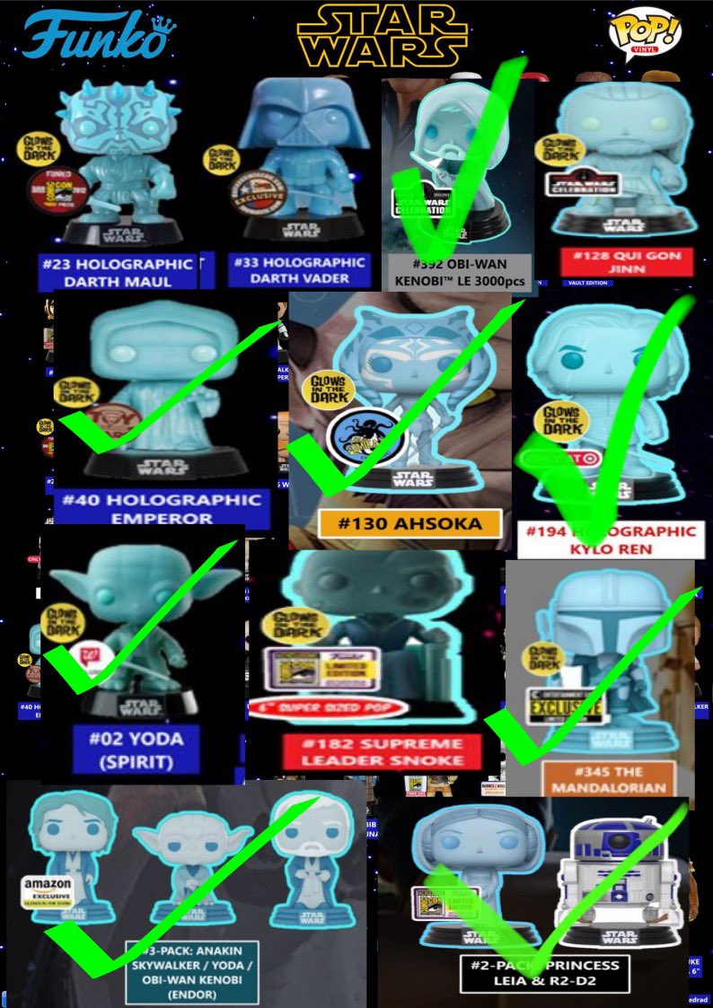 TCGKenny's tweet image. ISOs

Green check means I have it 

#Funko #FunkoFamily #FunkoStarWars