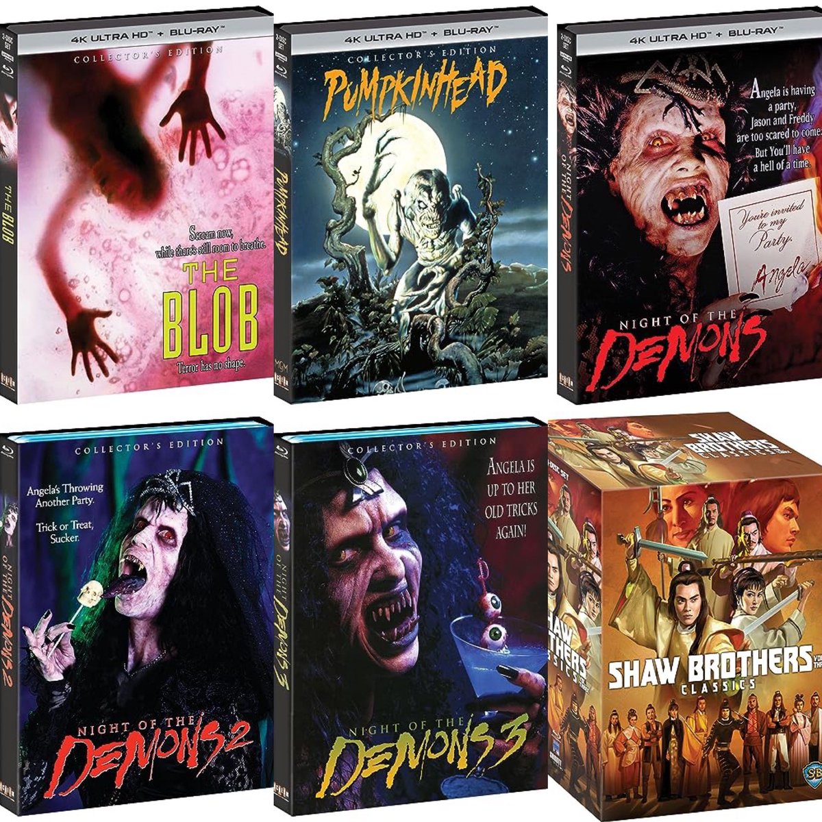 ***NEW TITLE ANNOUNCEMENT***
Coming to 4K UHD/Blu-ray in October from Scream/Shout Factory 

Pumpkinhead 4K UHD
The Blob 4K UHD 
Night of The Demons 4K UHD 
Night of The Demons 2 Blu-ray 
Night of The Demons 3 Blu-ray 
Shaw Brothers Classics Volume 3

#FilmTwitter #4kultrahd #4K