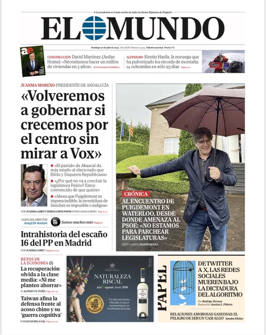 ldpsincomplejos's tweet photo. Juanma Moreno sigue en su campaña contra Vox, ayudado por El Mundo, que también sigue en su campaña contra Vox (¡ay, las encuestas de El Mundo!): https://t.co/fJEQ63Jjb2