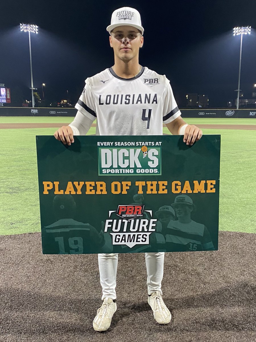 Congrats to MIF Brock Laird (LA) the @DICKS Sporting Goods Player of the Game. 👏🏅 Laird went 2-for-3 with 1 run scored and a stolen base. #PBRFG23