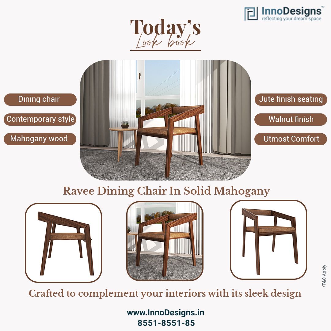 Innodesignsin's tweet image. Eat all your meals in comfort! With our finest dining chairs, relax &amp;amp; unwind in style! The solid wood build ensures their long-lasting quality! Shop now to grab flat 50% off! Visit innodesigns.in or call: 8551-8551-85.

#innodesigns #customizedfurniture #armchair #Dining